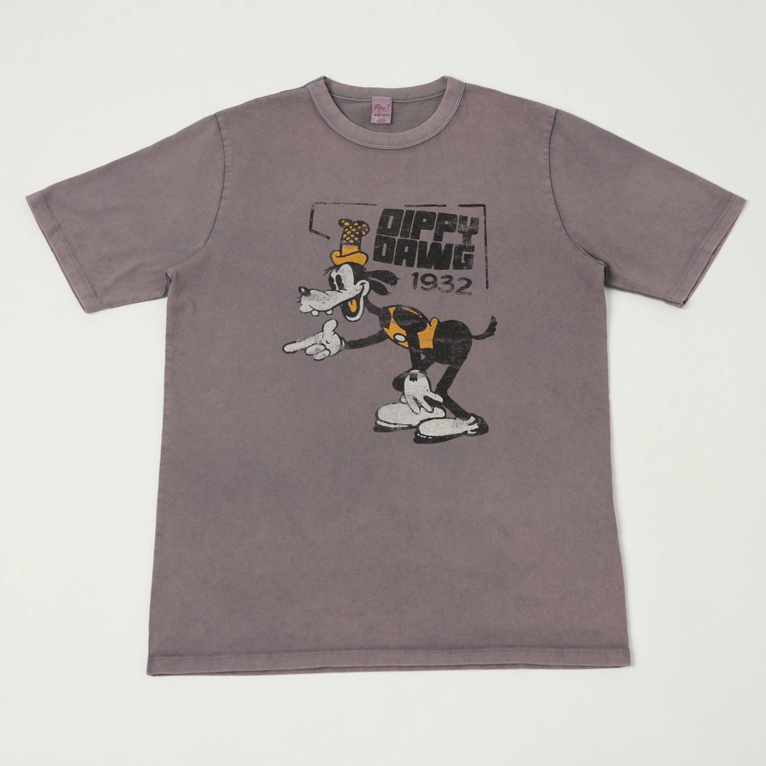 Smart Design Subtle Embroidery Flea-T 1950s Orange 'Dippy Dawg' T-Shirt - Navy