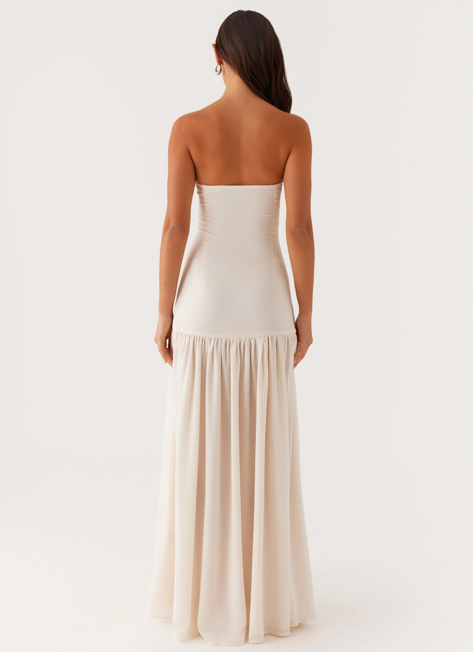 Eden Strapless Maxi Dress - Ivory Dropped-Waist