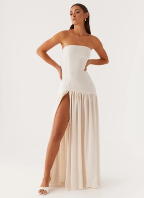 Summer Staple Front-Slit Eden Strapless Maxi Dress - Ivory