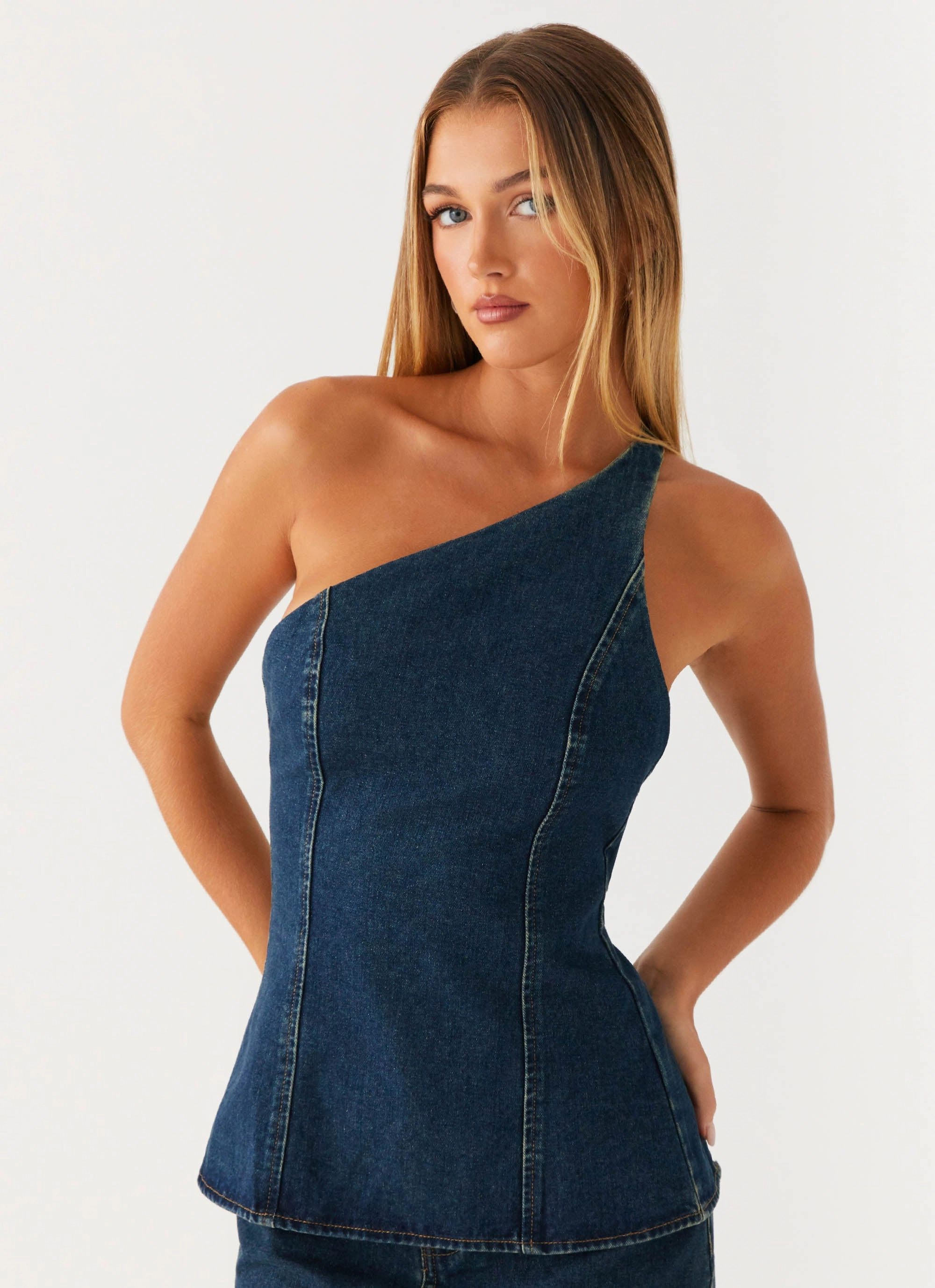 City Style Chic Style Wear Maysa Denim Top - Washed Denim