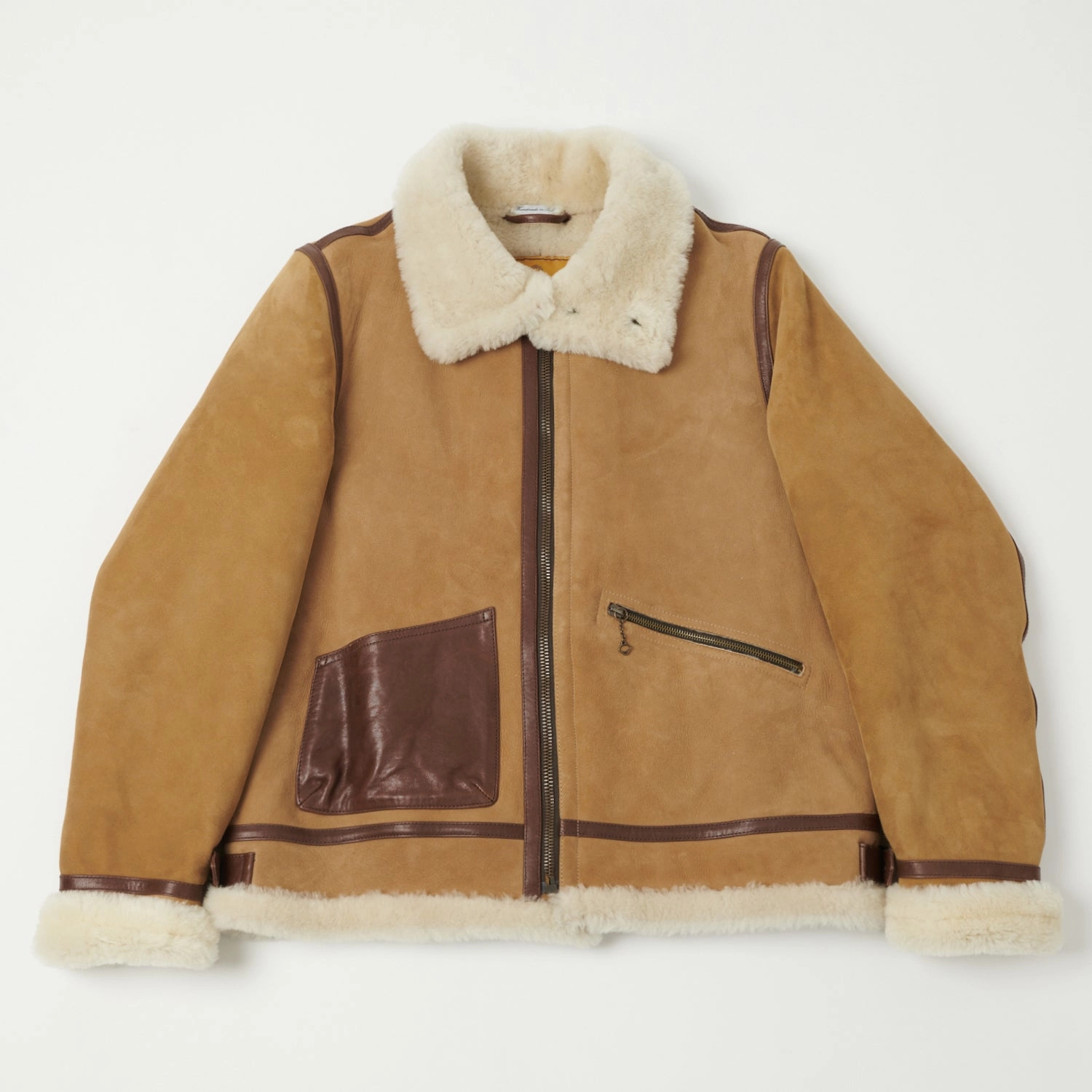 Model suitable for religious ceremonies Shangri-La Heritage 'Aviatore' B-3 Shearling Flight Jacket - Sabbia
