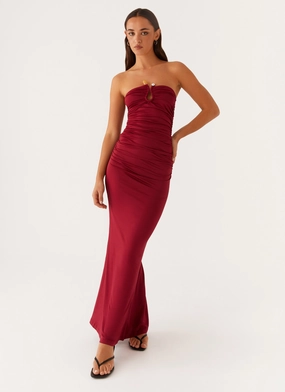 Soft Stitch Polite Tone Rudy Maxi Dress - Maroon
