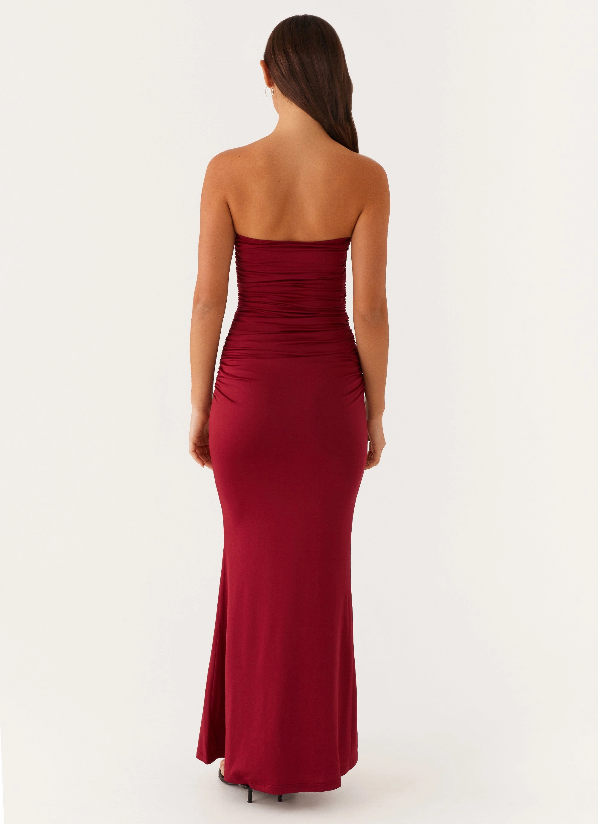 Fashionable appearance High-Low-Hem Rudy Maxi Dress - Maroon