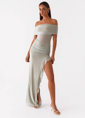 Nelly Off Shoulder Maxi Dress - Pistachio Street Elegance Unique Cut