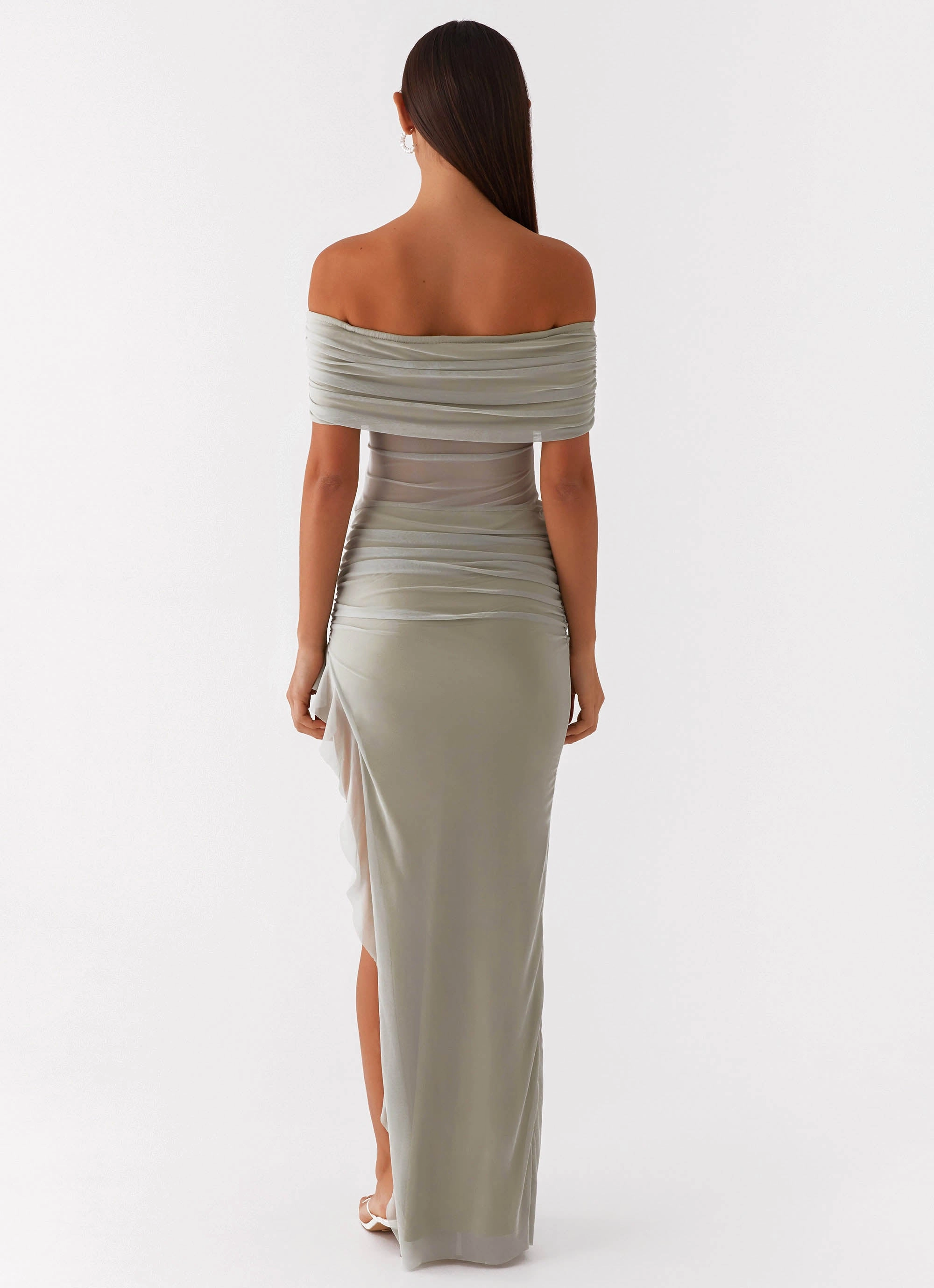 Nelly Off Shoulder Maxi Dress - Pistachio Urban Motion