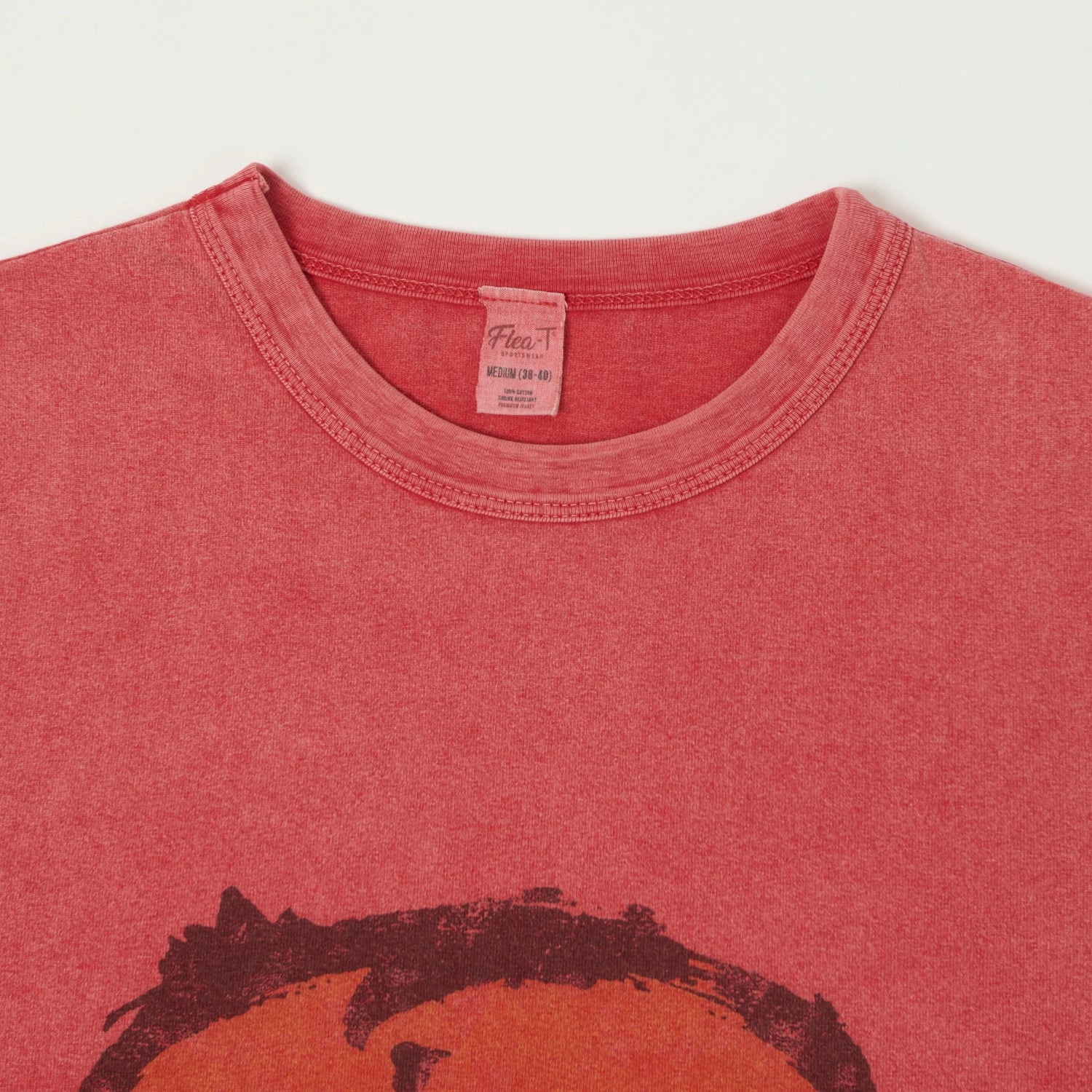 Reinforced Collar Cozy Feel Flea-T 1950s 'good guy' T-Shirt - Red