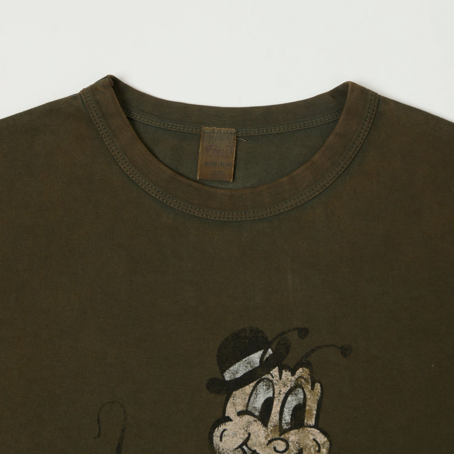 Flea-T 1950s 'Macho Mr. Flea' T-Shirt - Brown Stretch Material Sporty Comfort Wear