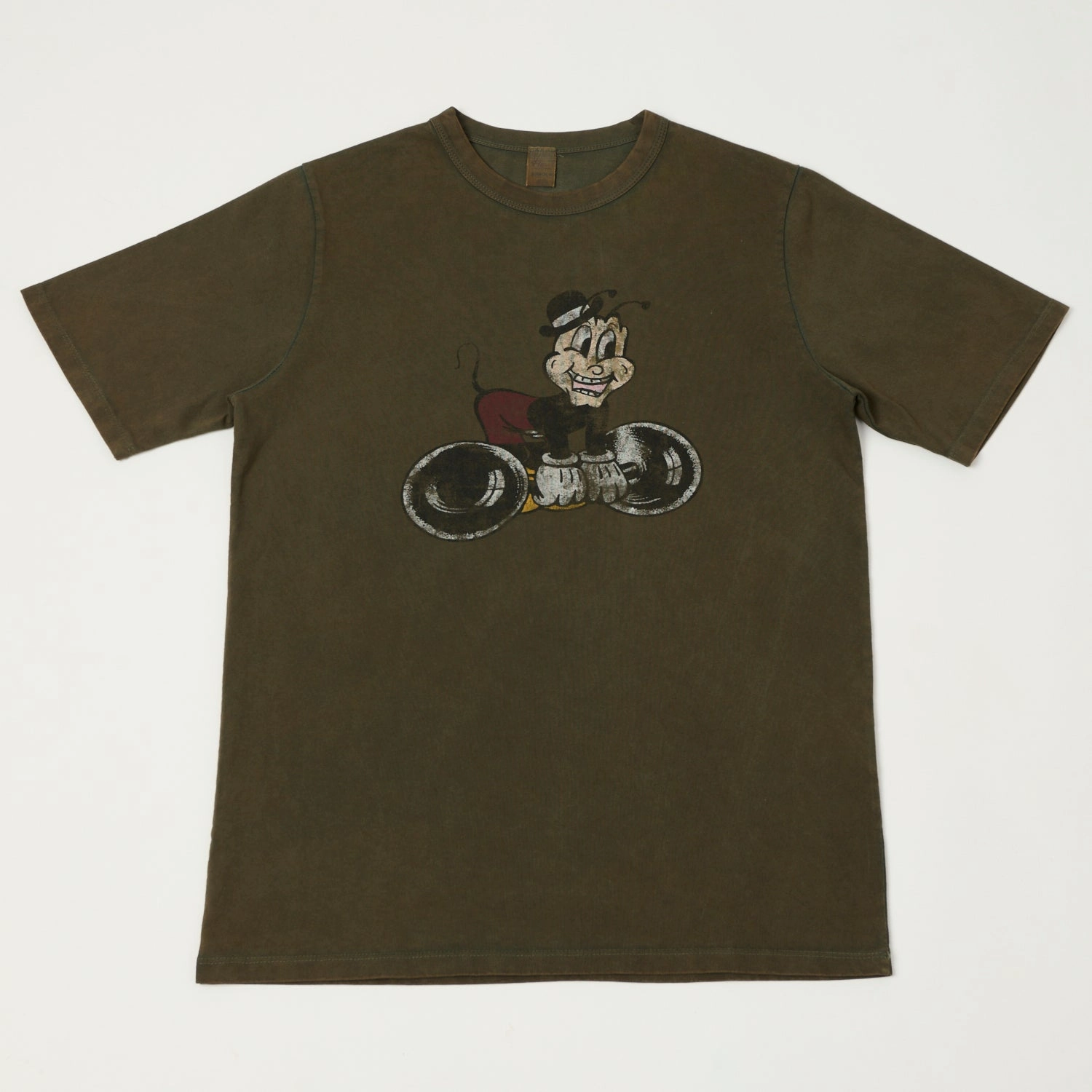 Flea-T 1950s 'Macho Mr. Flea' T-Shirt - Brown Stylish Wear Casual Layers