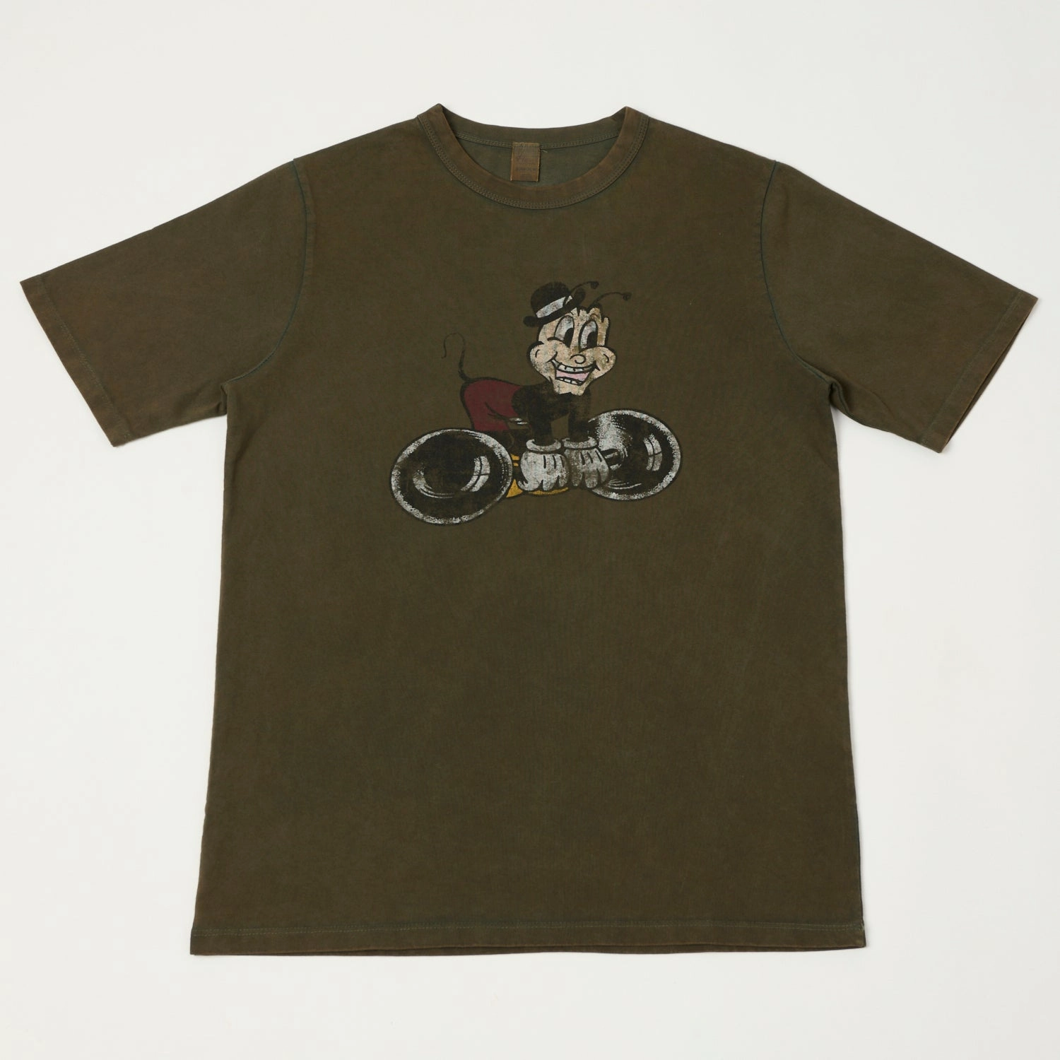 Flea-T 1950s 'Macho Mr. Flea' T-Shirt - Brown No Shrink Technology Comfort and Breathable