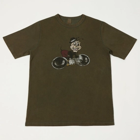 Flea-T 1950s 'Macho Mr. Flea' T-Shirt - Brown No Shrink Technology Comfort and Breathable