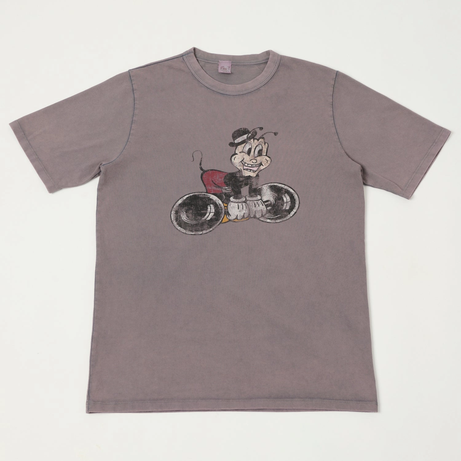 Silk combination Flea-T 1950s 'Macho Mr. Flea' T-Shirt - Navy