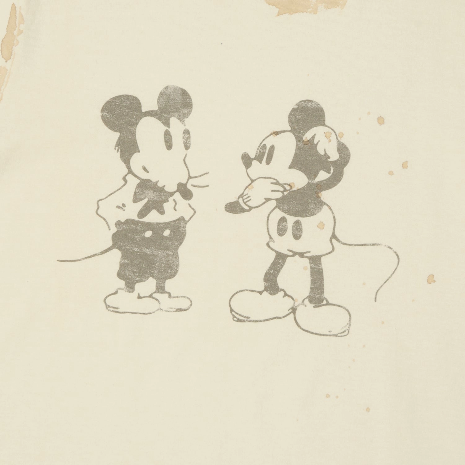 SoftenedTexturedWeave Chilly Layer Flea-T 1950s 'Mono Mickey Evolution' T-Shirt - White