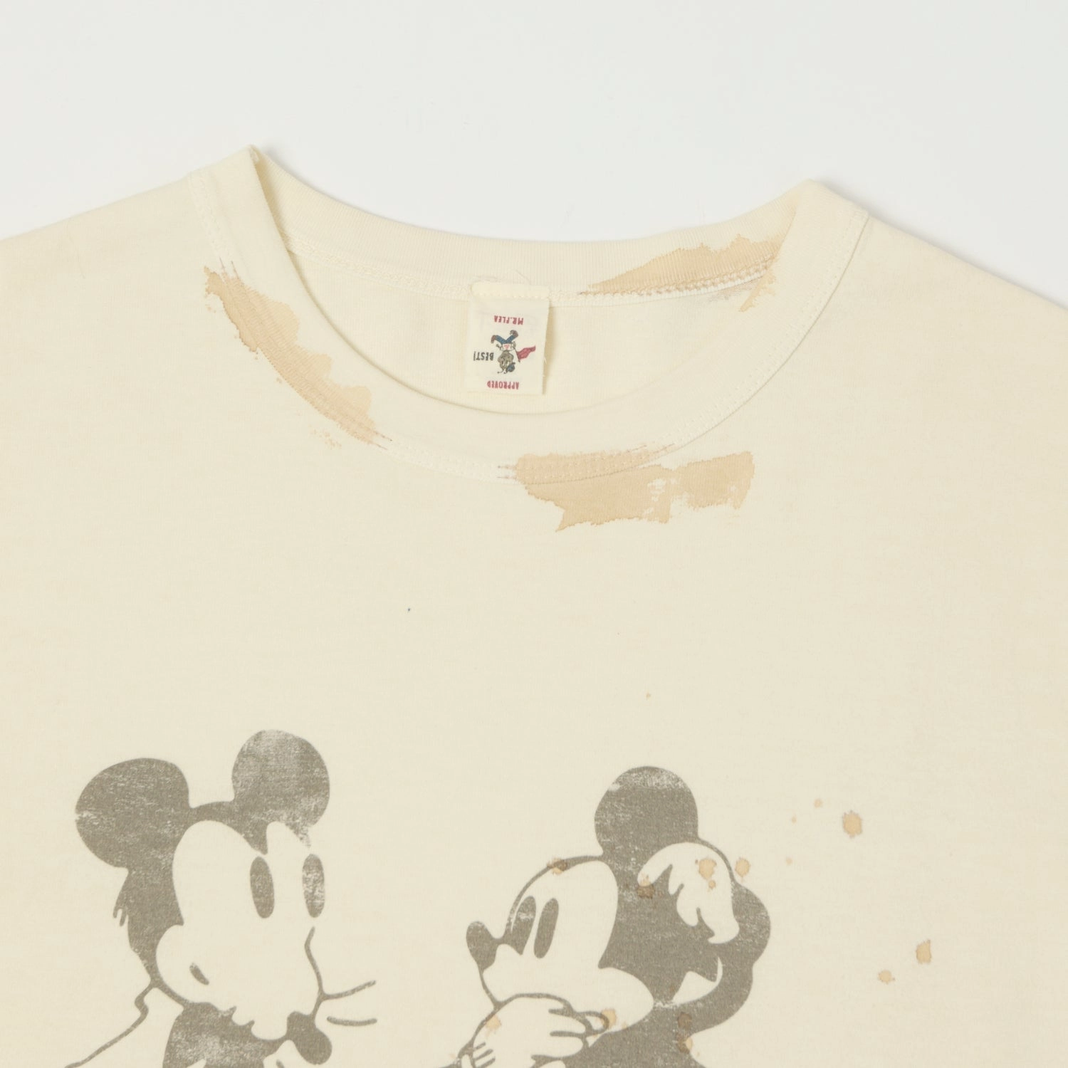Light and Soft Flea-T 1950s 'Mono Mickey Evolution' T-Shirt - White