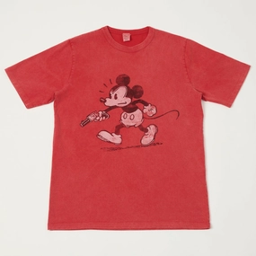 Flea-T 1950s 'Rebel Mickey' T-Shirt - Red Durable Wear Playful Vibes