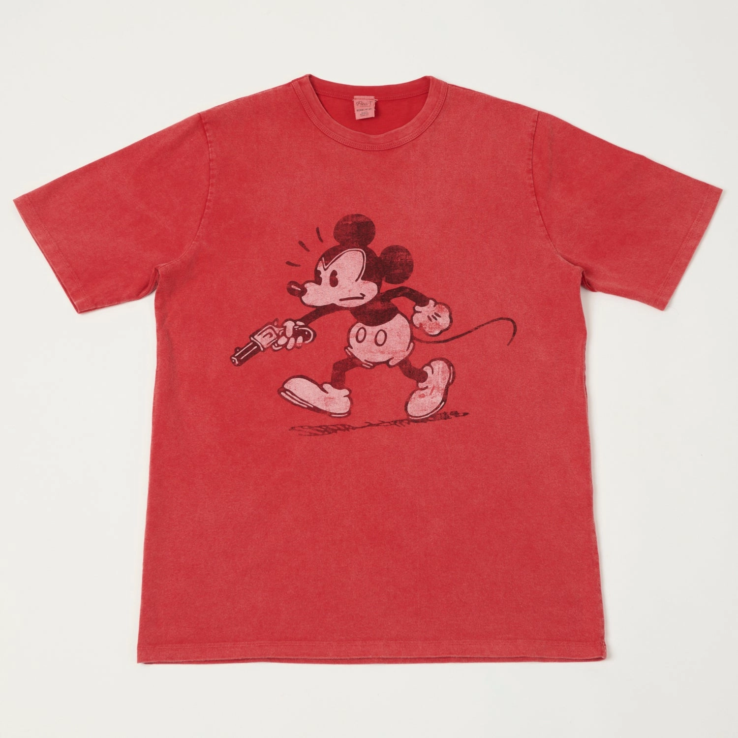 Flea-T 1950s 'Rebel Mickey' T-Shirt - Red Durable Wear Playful Vibes