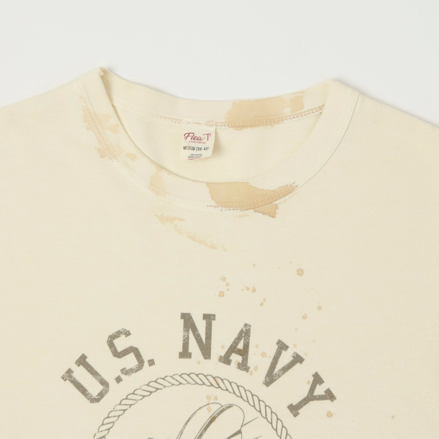 Moisture Wicking Fabric Flea-T 1950s 'Seabees' T-Shirt - White