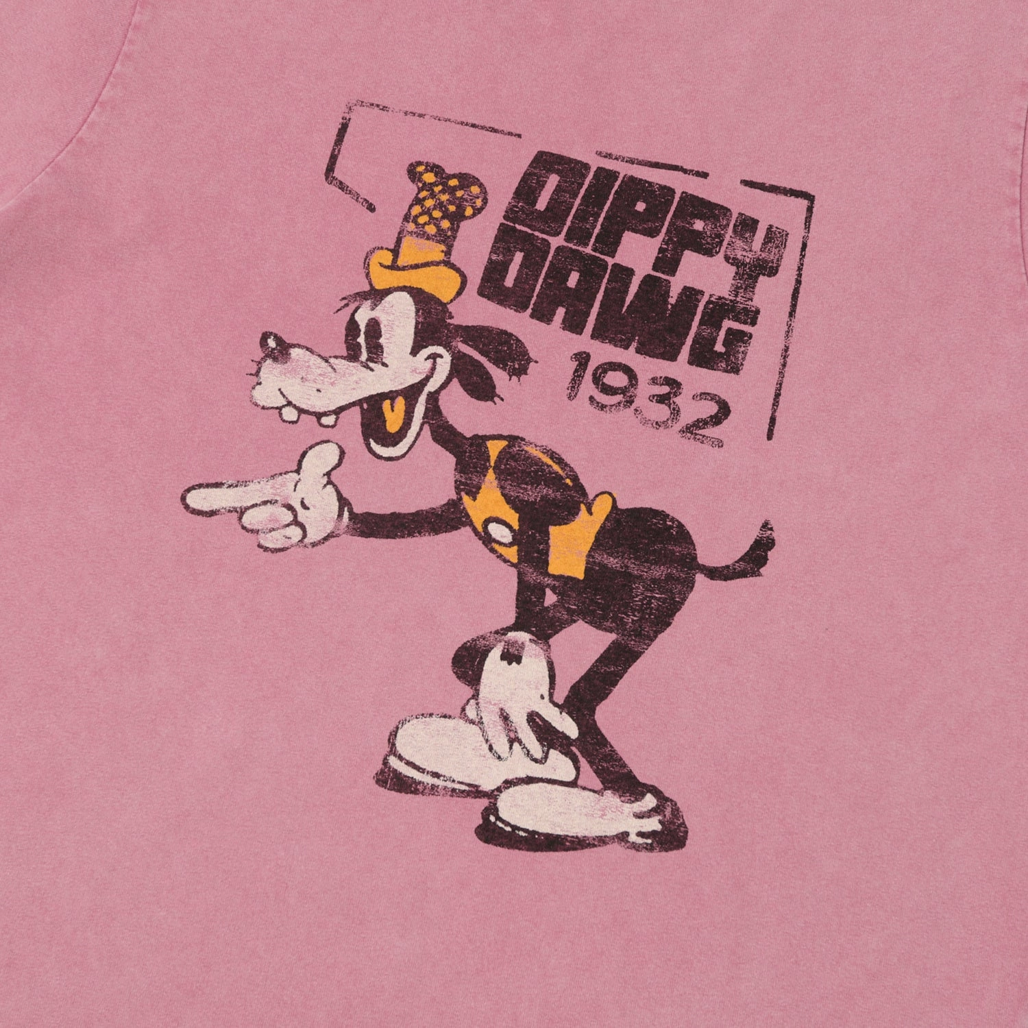 ReinforcedShoulderPanels Flea-T 1950s Orange 'Dippy Dawg' T-Shirt - Pink