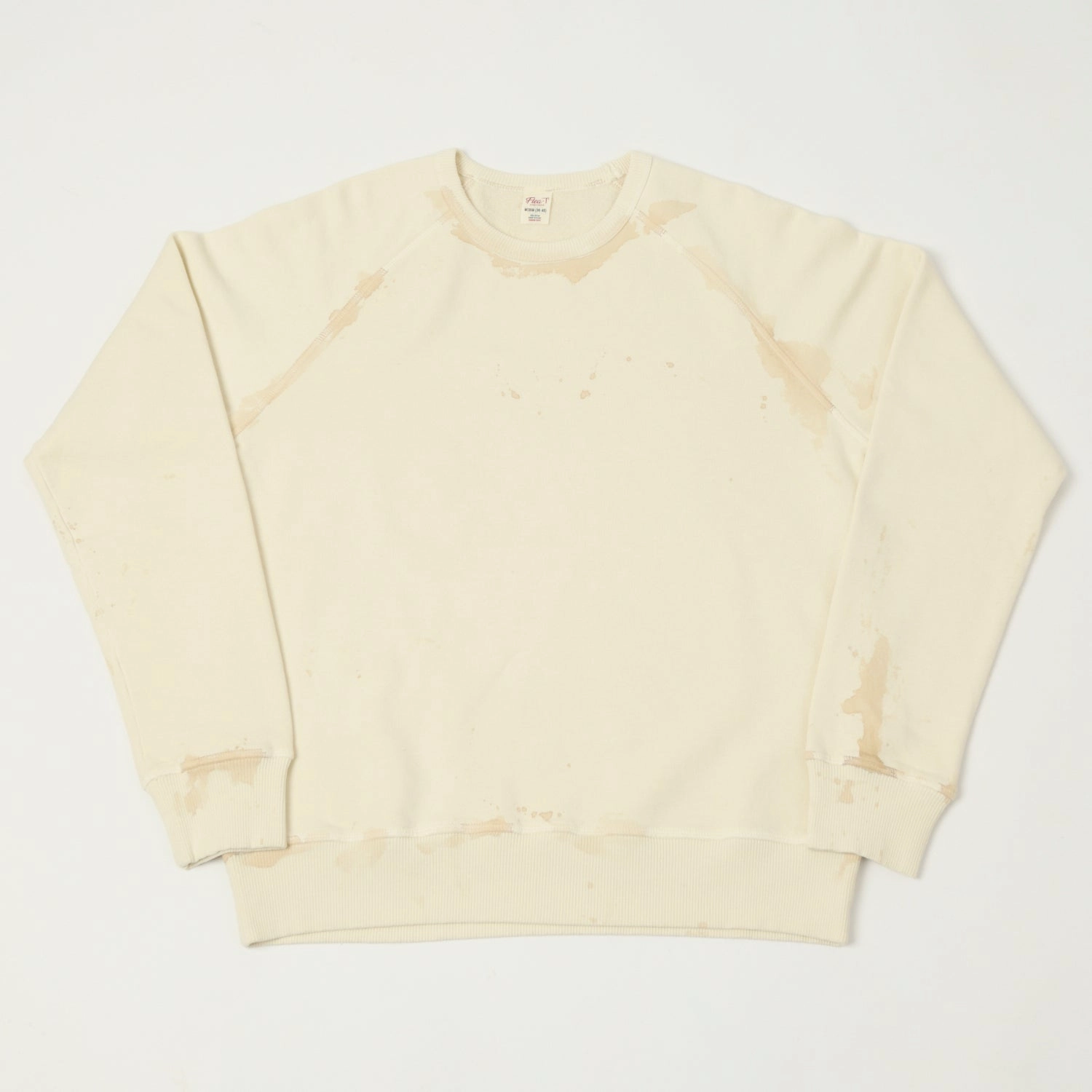 Flea-T 1950s Raglan Sleeve 'Vintage' Wash Sweatshirt - White graffiti print