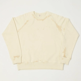 Flea-T 1950s Raglan Sleeve 'Vintage' Wash Sweatshirt - White graffiti print