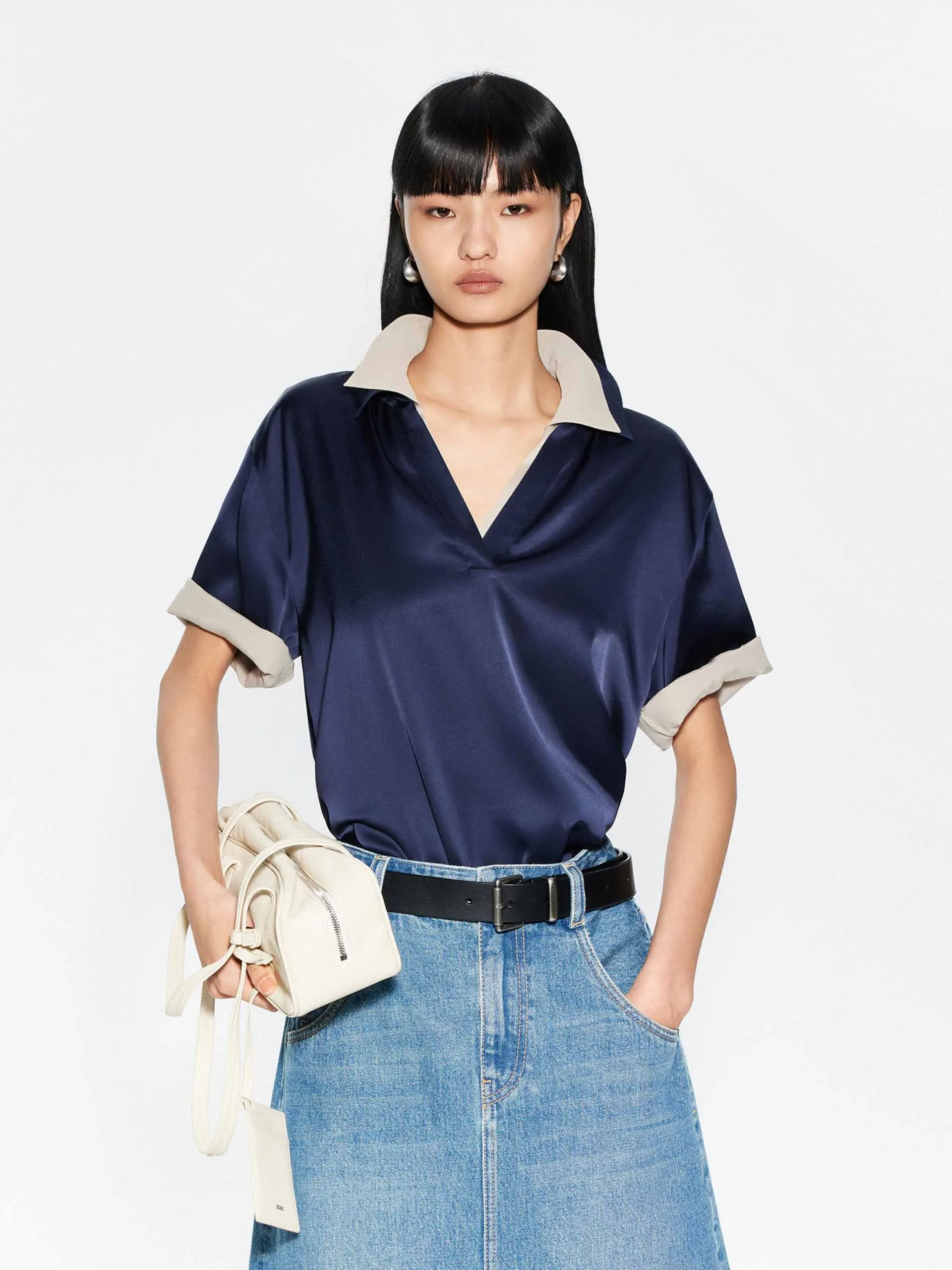 Polo V-neck Blouse Non Irritating Seams