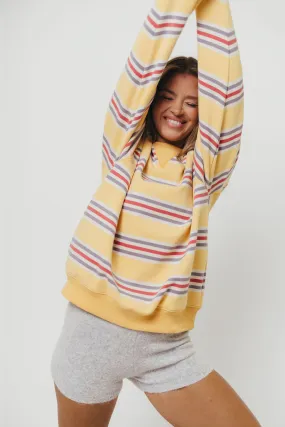 Blake Retro Striped Crewneck Sweatshirt in Mustard GarmentDyed Effect UPF Protection