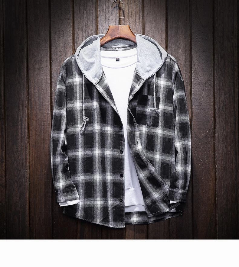 Active Stretch West Louis? Plaid Casual Hooded Shirt