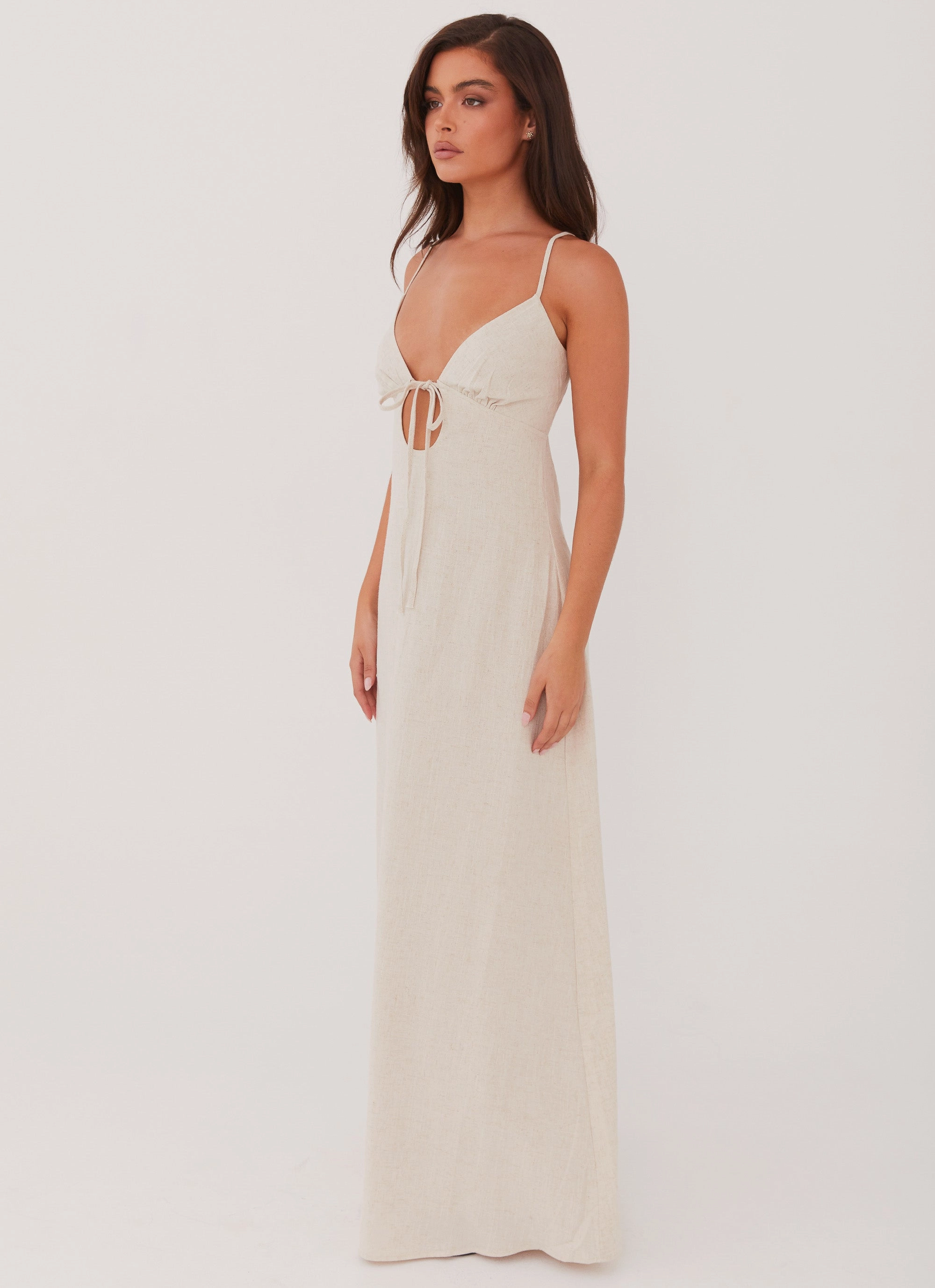 Flora Linen Maxi Dress - Oatmeal garden party Sophisticated Elegance