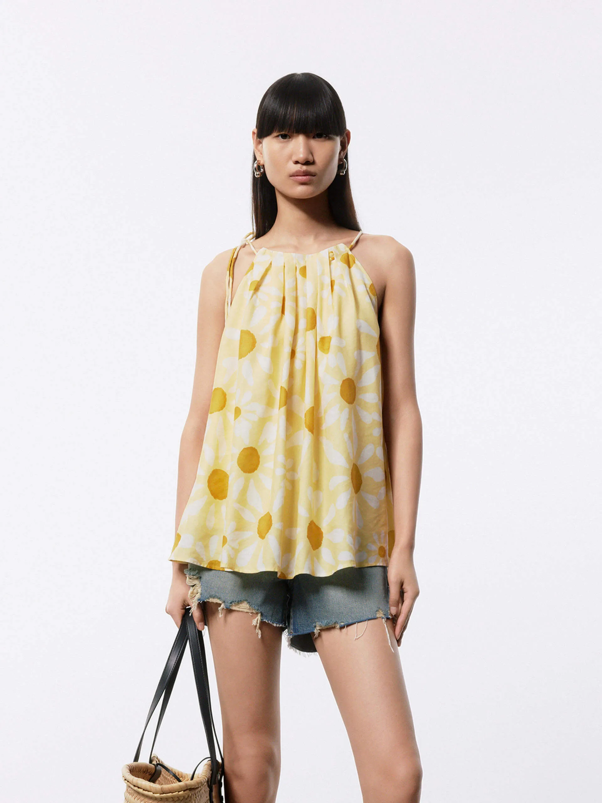 Floral Printed Halter Top Summer Camp