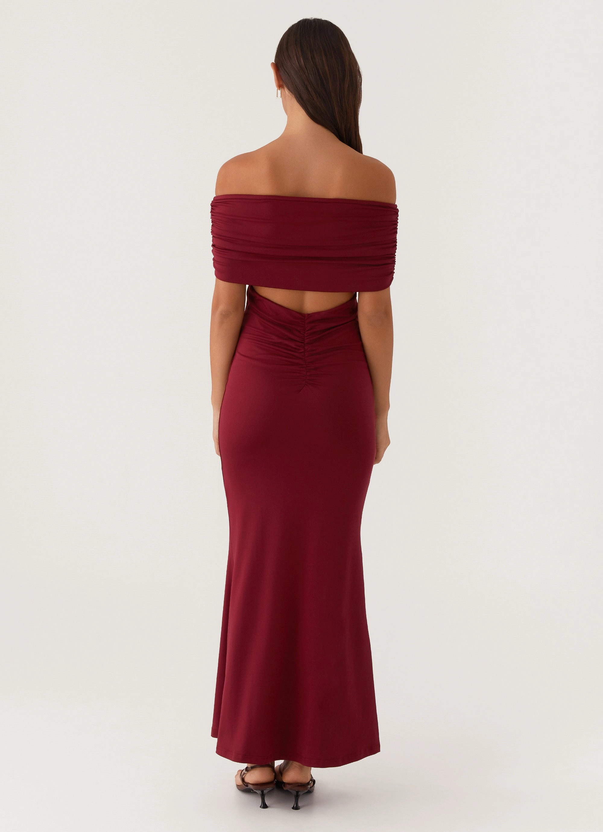 Maude Maxi Dress - Maroon Multi Season Minimalist-Trend