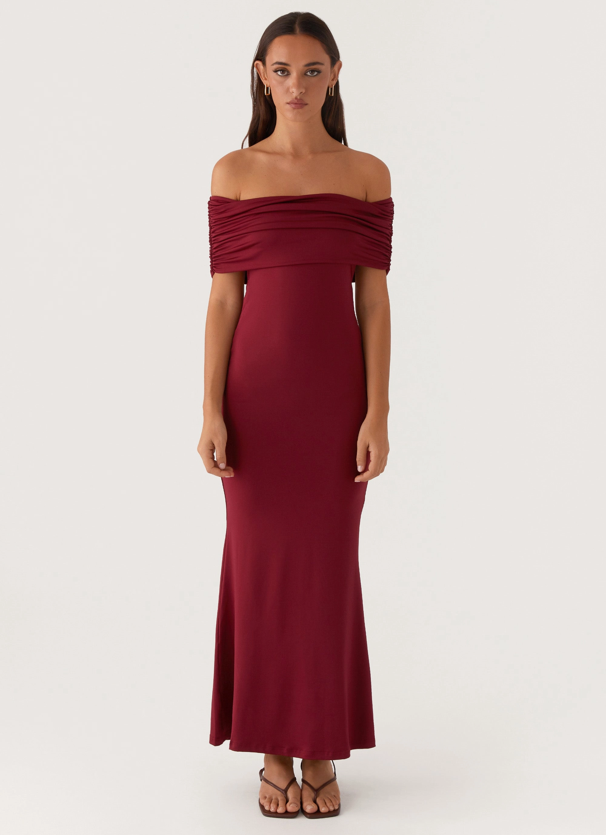 Side Slit Maude Maxi Dress - Maroon