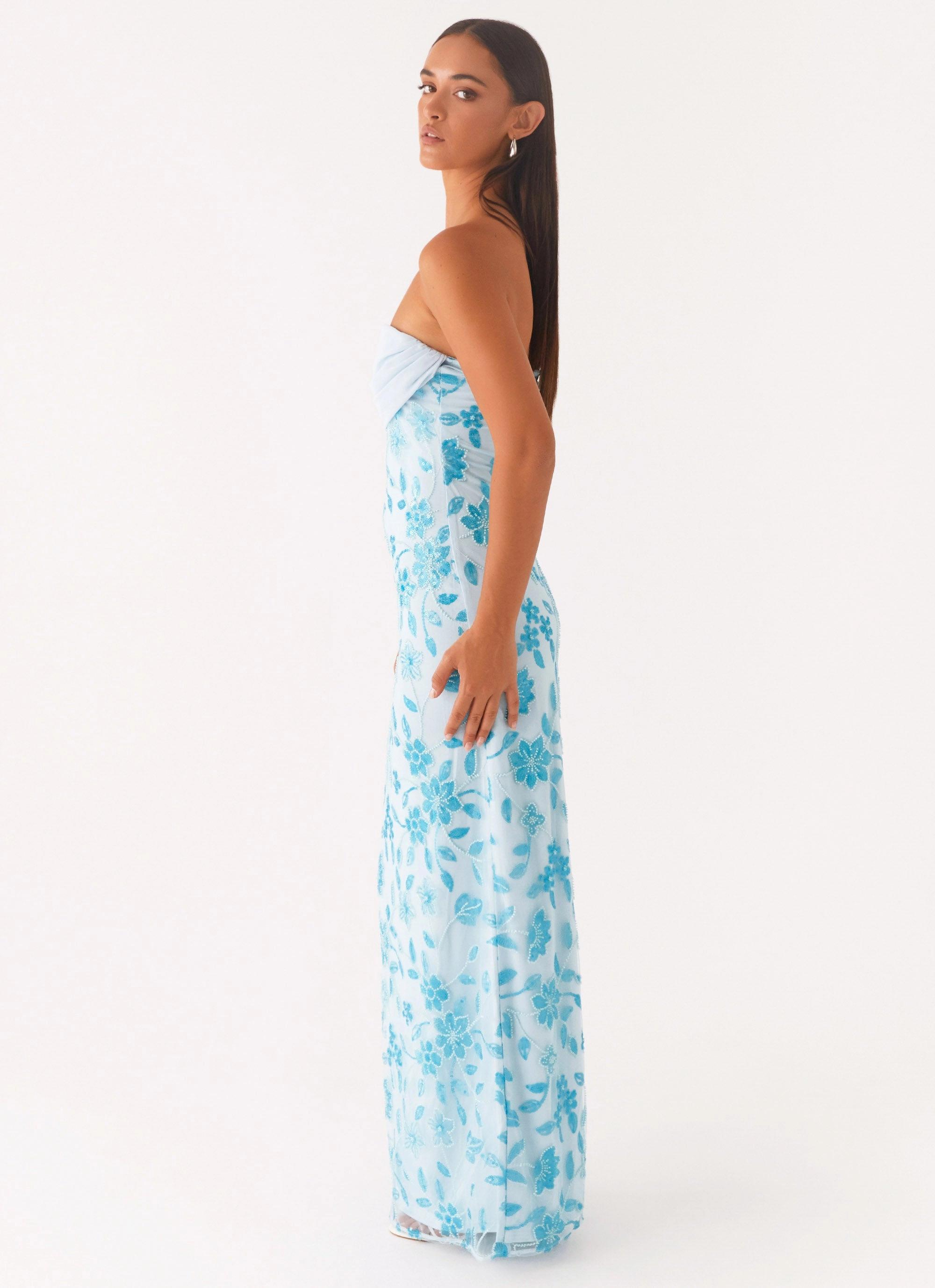 Prism Beaded Maxi Dress - Blue Vibrant Style travel mode