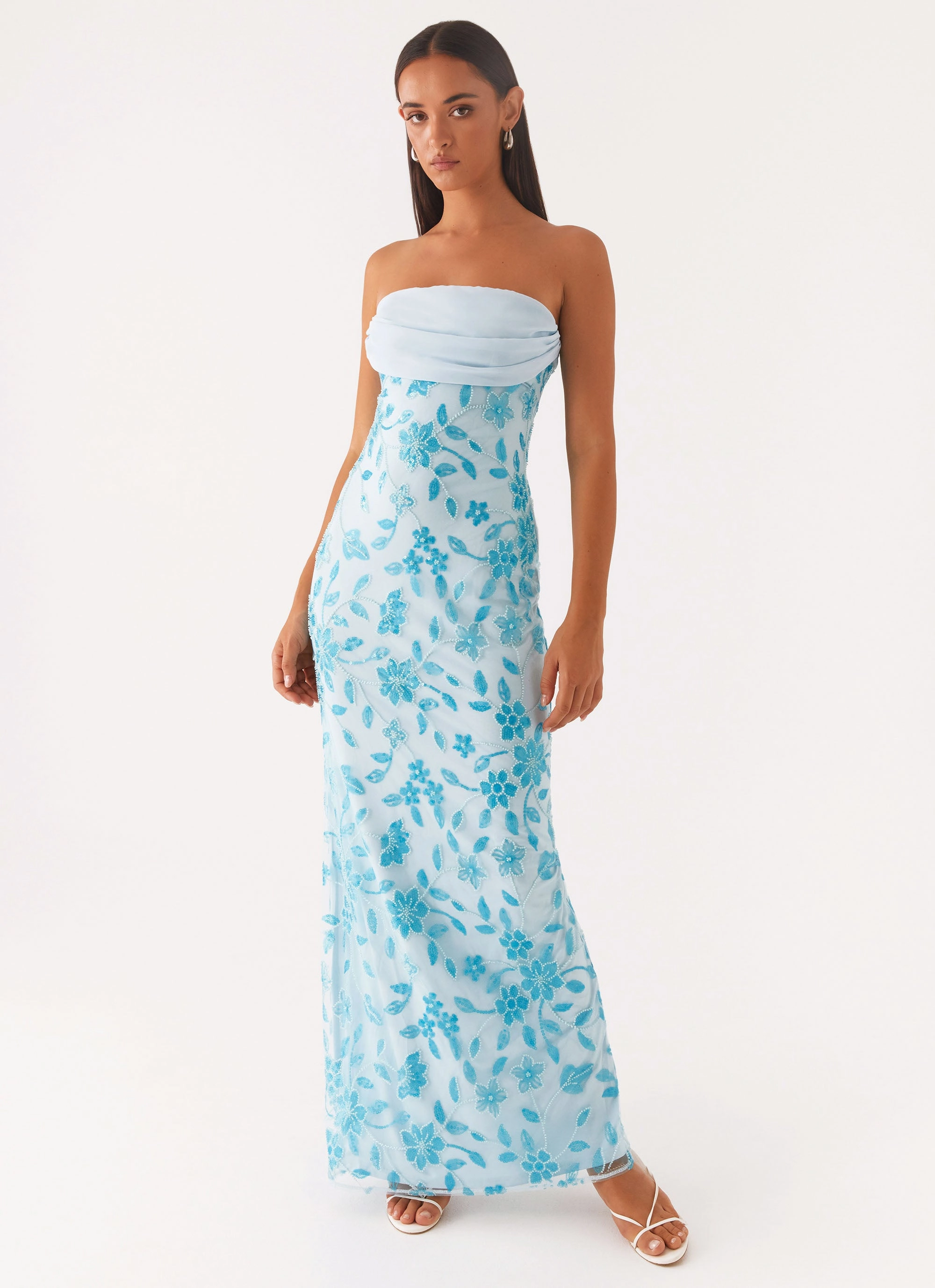Fall Ready Prism Beaded Maxi Dress - Blue