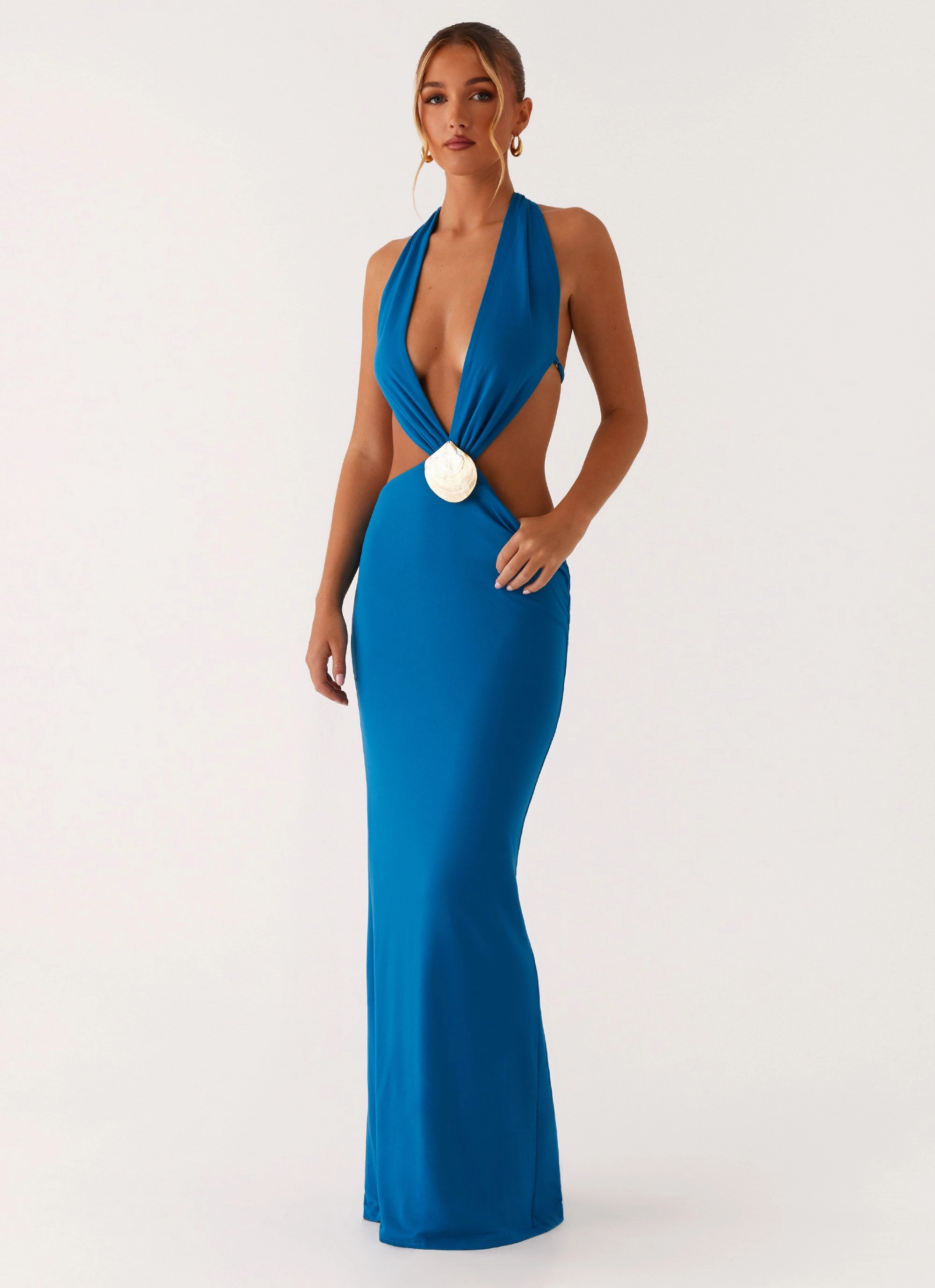 Flossy Maxi Dress - Royal Blue Party Safe Sweetheart-Neck