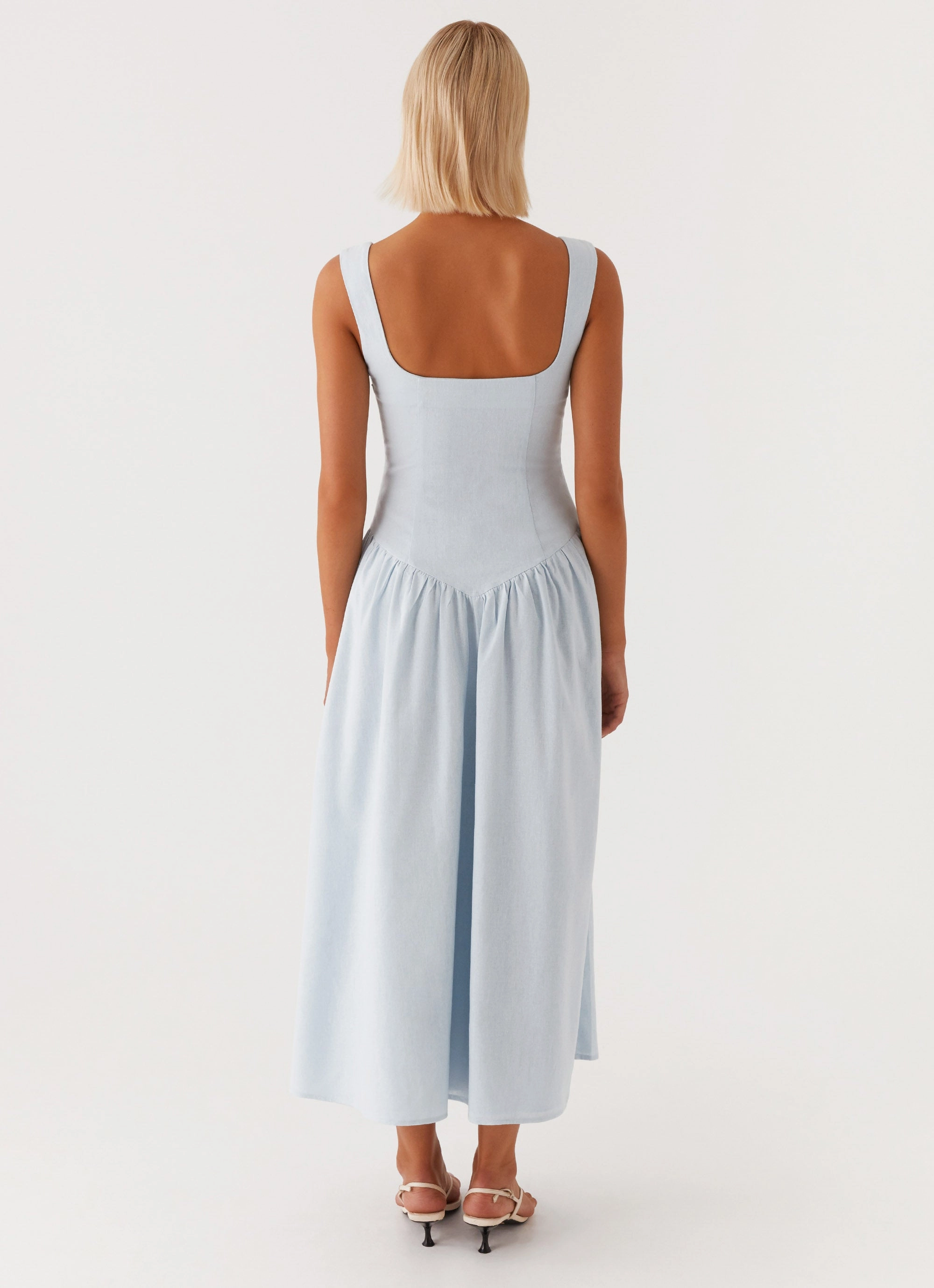 Suzie Midi Dress - Blue Chill Lines Garden Fresh