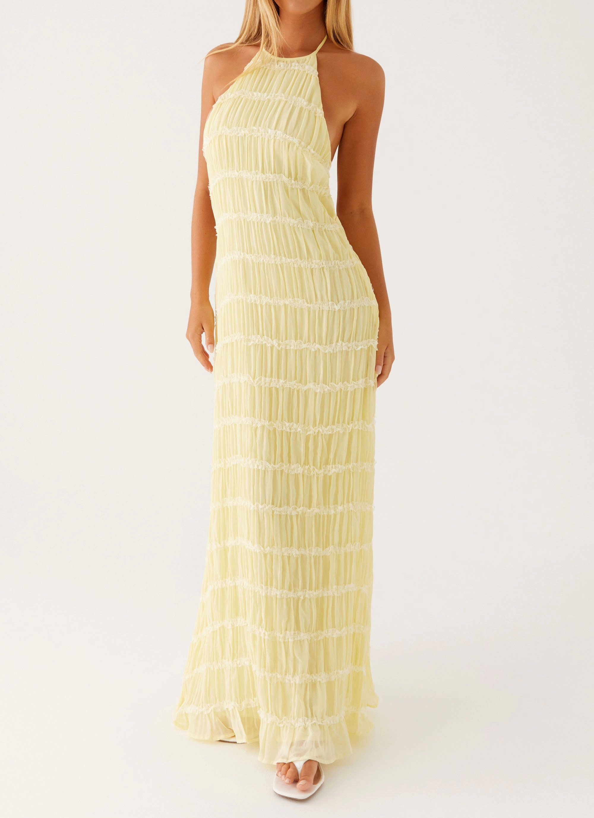 Aullie Maxi Dress - Yellow Dreamy Layers Pure Fabric