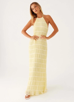 Fresh Aesthetic Summer-Season Aullie Maxi Dress - Yellow