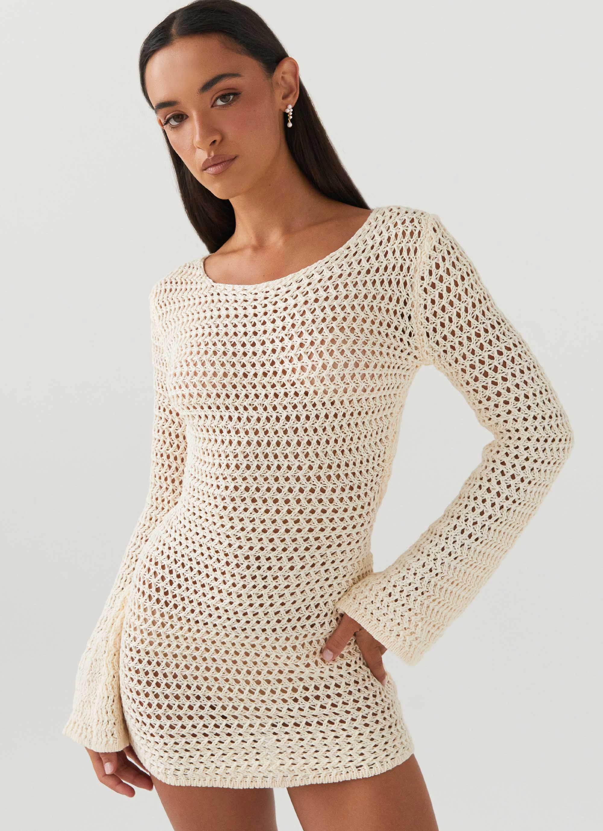Bold Style Fashion Forward Down For The Ride Crochet Mini Dress - Ivory