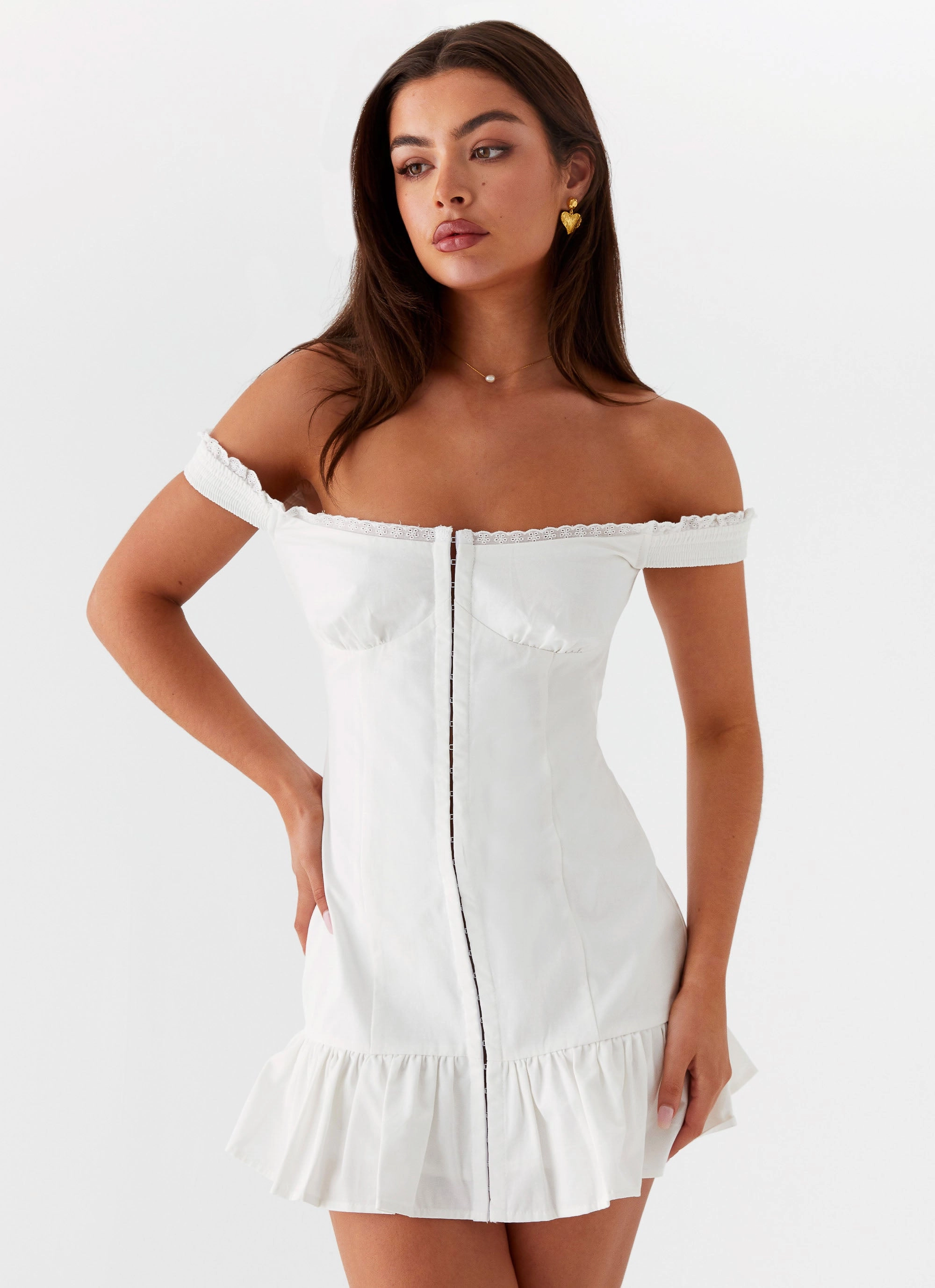 Light Shape Dream Look Odessa Frill Mini Dress - White
