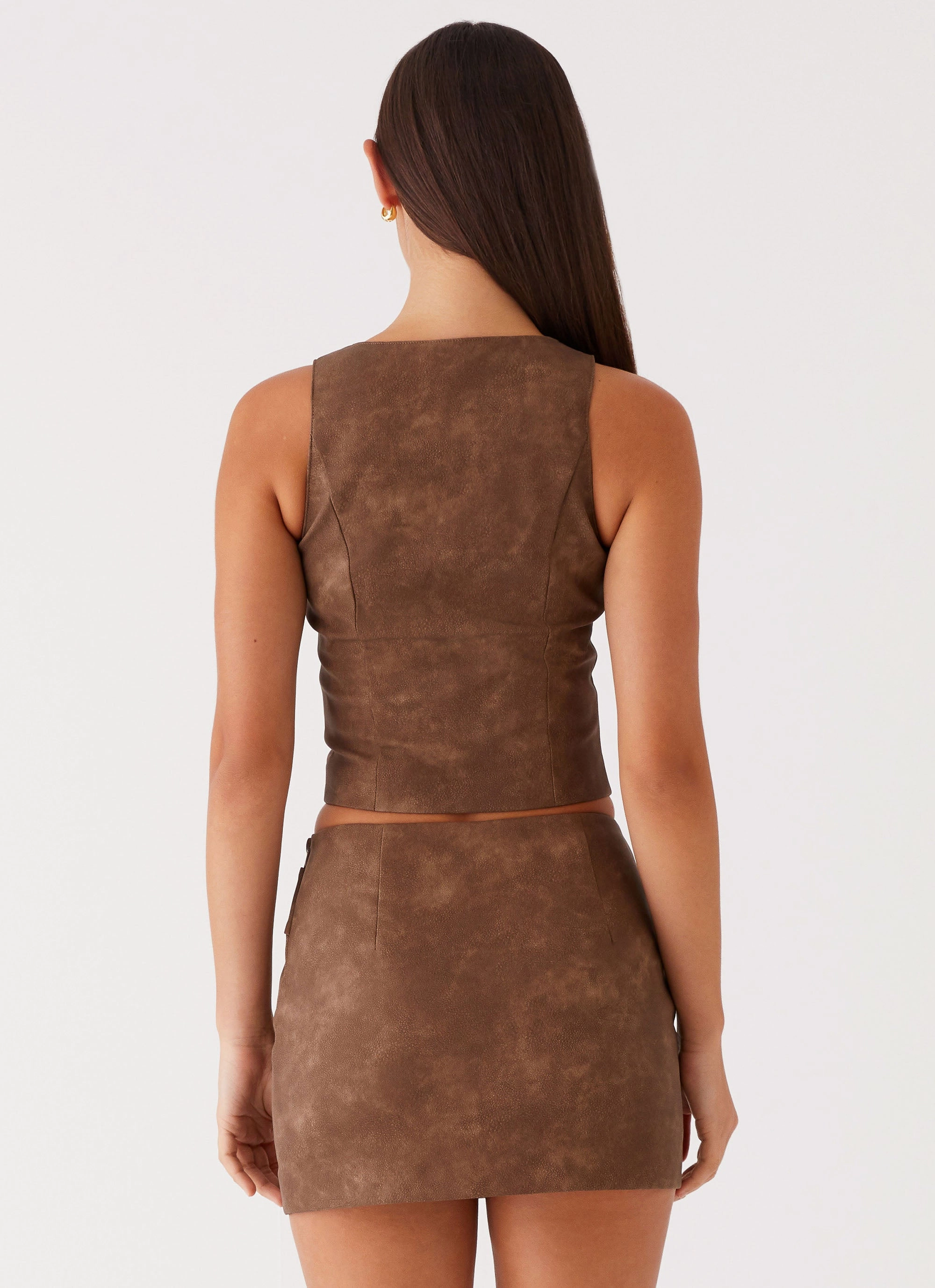 West District PU Top - Brown Elegant Tailoring