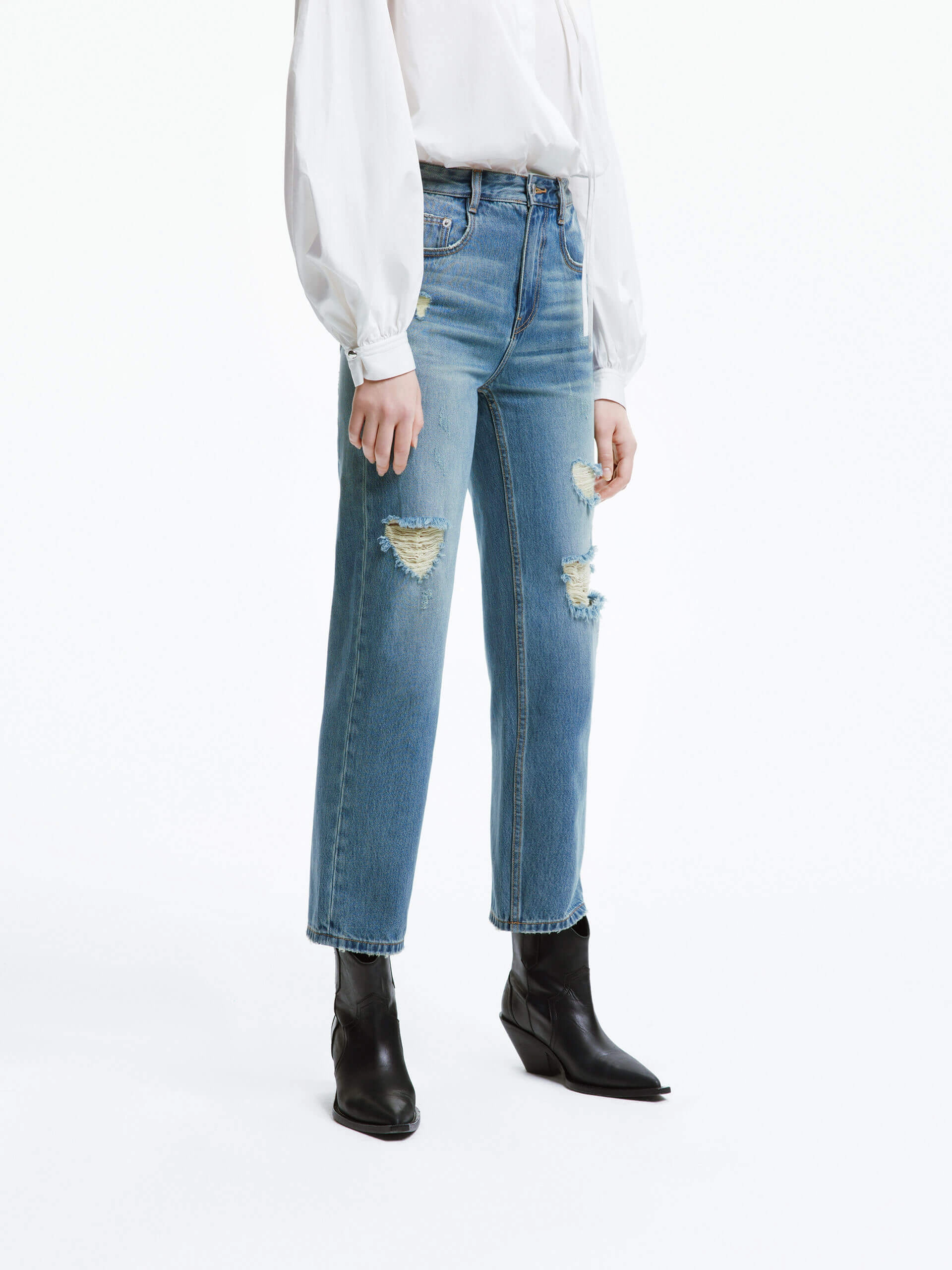 Frayed Detail Ankle Jeans Anytime Look Casual Spring Mood Classic Wear