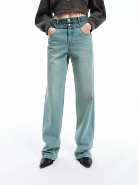 Frayed Seam Straight Jeans Regular Look Party Look Urban Explorer