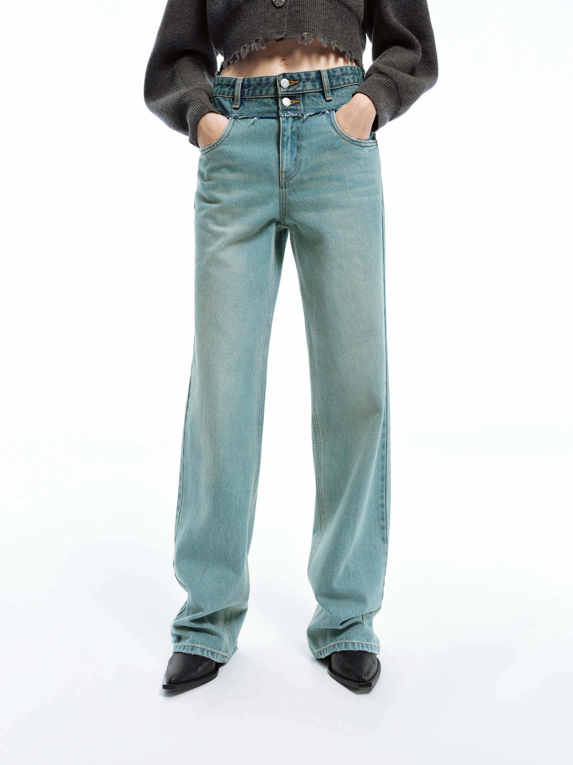 Frayed Seam Straight Jeans Match With All Soft Sustainable