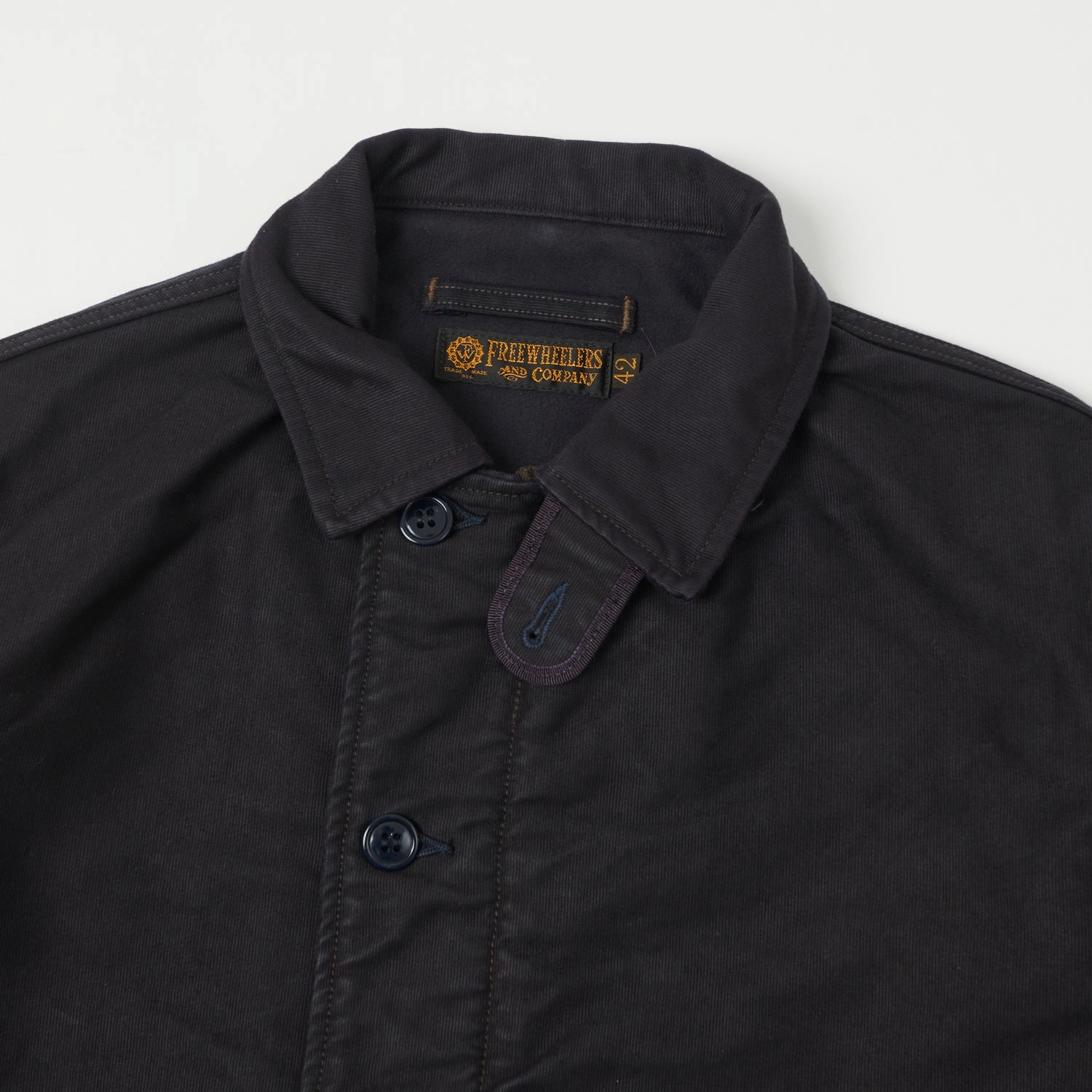 Freewheelers & Co Deck Worker Jacket - Deep Navy Pocket-square
