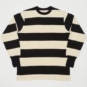 Layer-Friendly Freewheelers & Co Power Wear Horizontal Striped L/S Tee - Black/Dry Cream