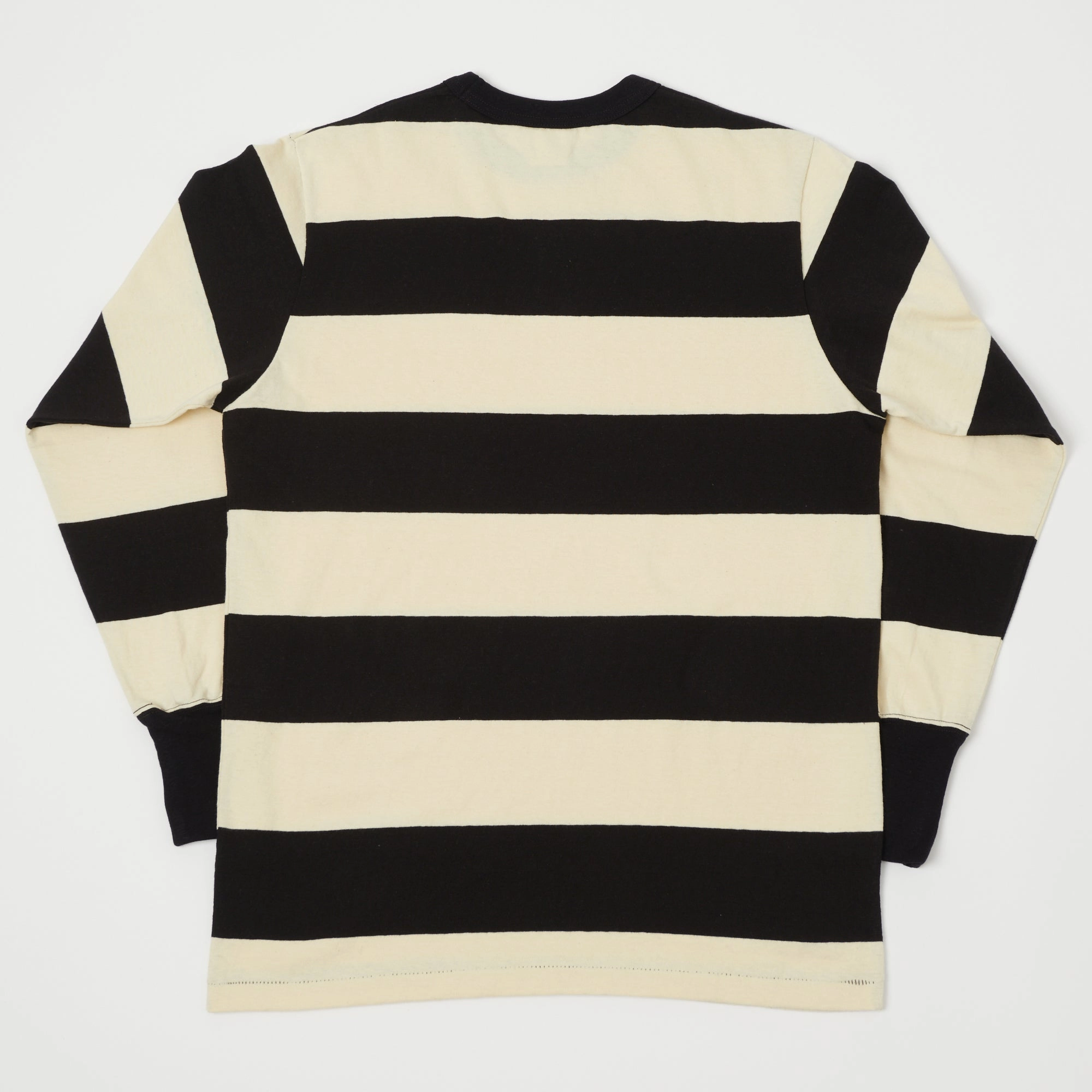 Freewheelers & Co Power Wear Horizontal Striped L/S Tee - Black/Dry Cream Fit For All Day Ethically Sourced Materials