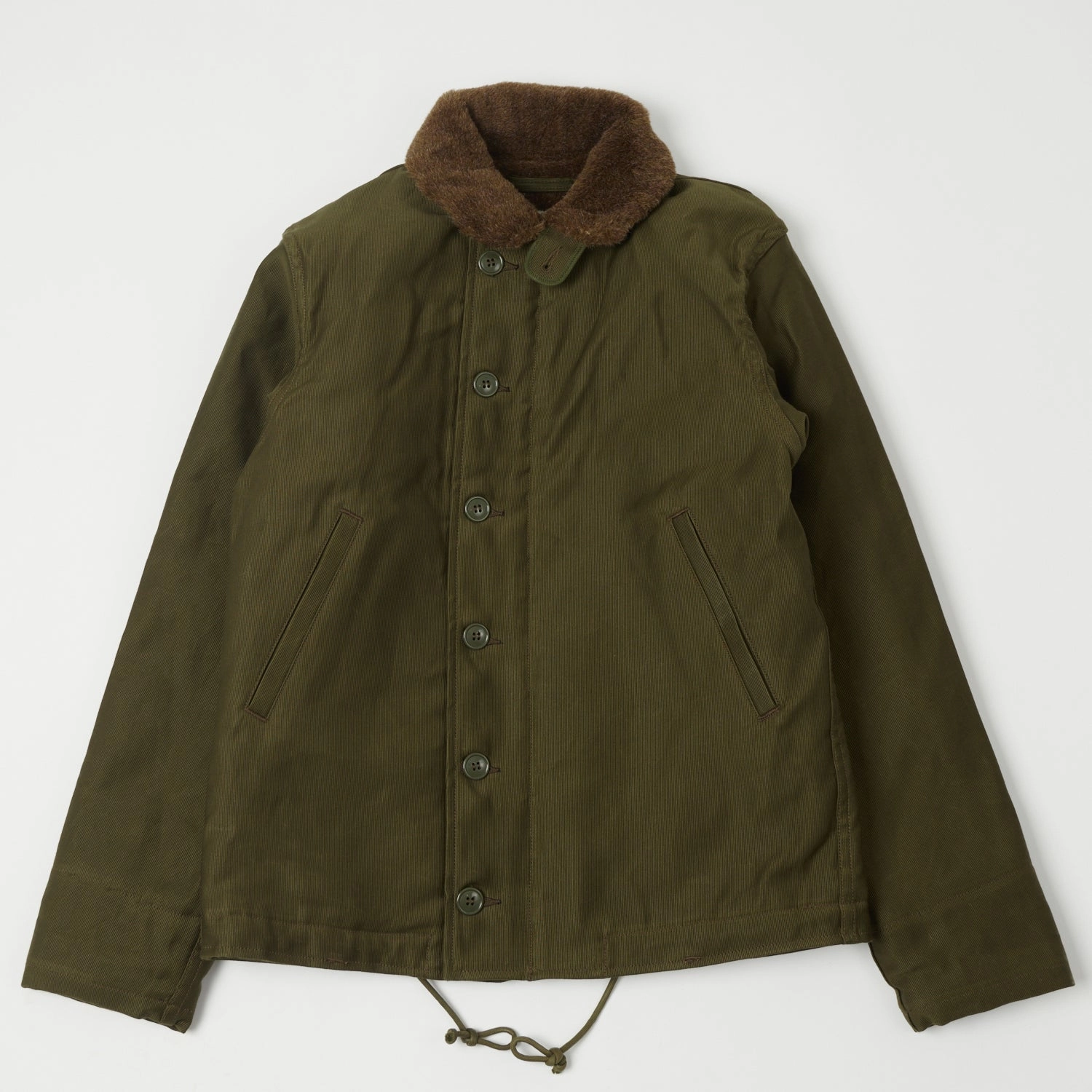All Purpose Outerwear Durable Stitching Freewheelers & Co Type N-1 Deck Jacket - Khaki Green