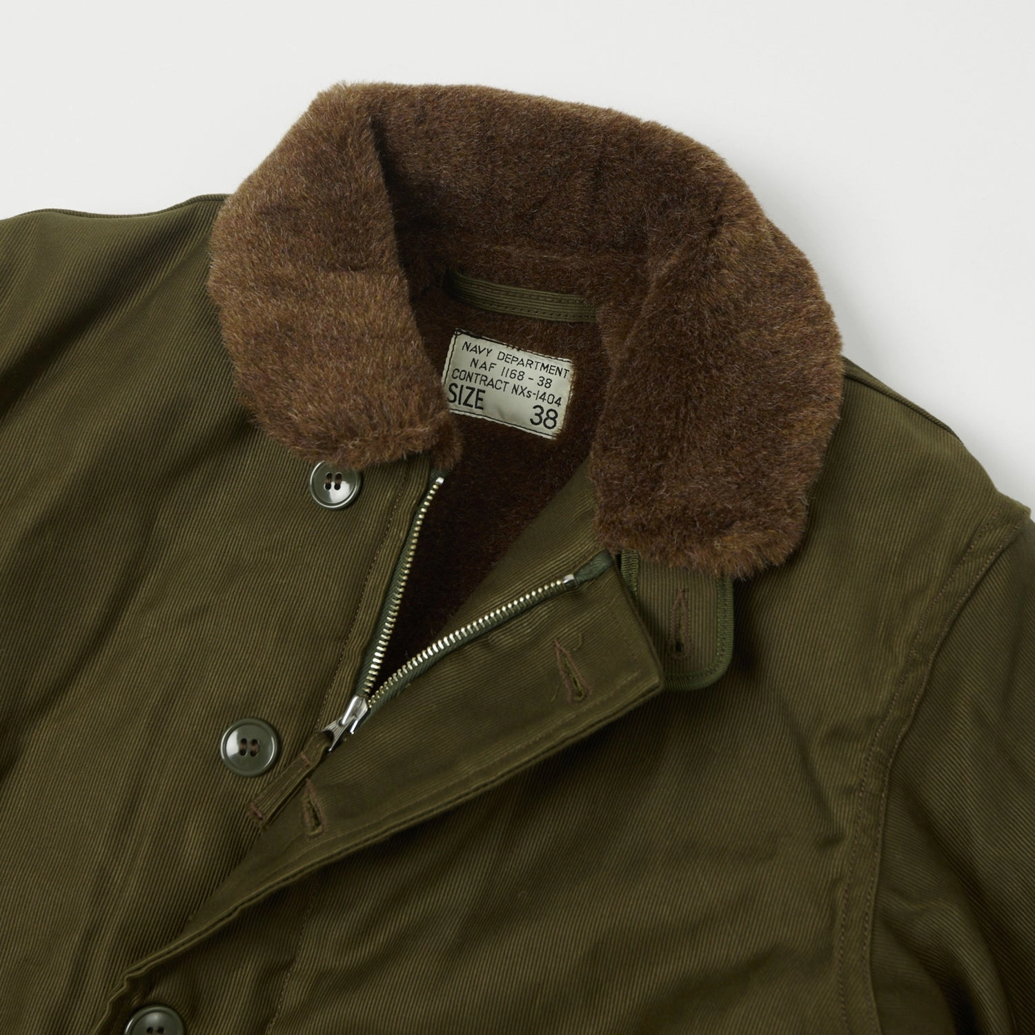 Articulated Seams Abrasion Resistant Edges Freewheelers & Co Type N-1 Deck Jacket - Khaki Green