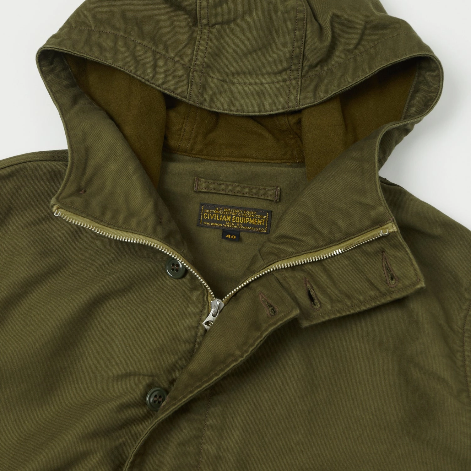 Freewheelers & Co Union Special Overalls Deck Worker Parka - Olive Tolerance cloudy