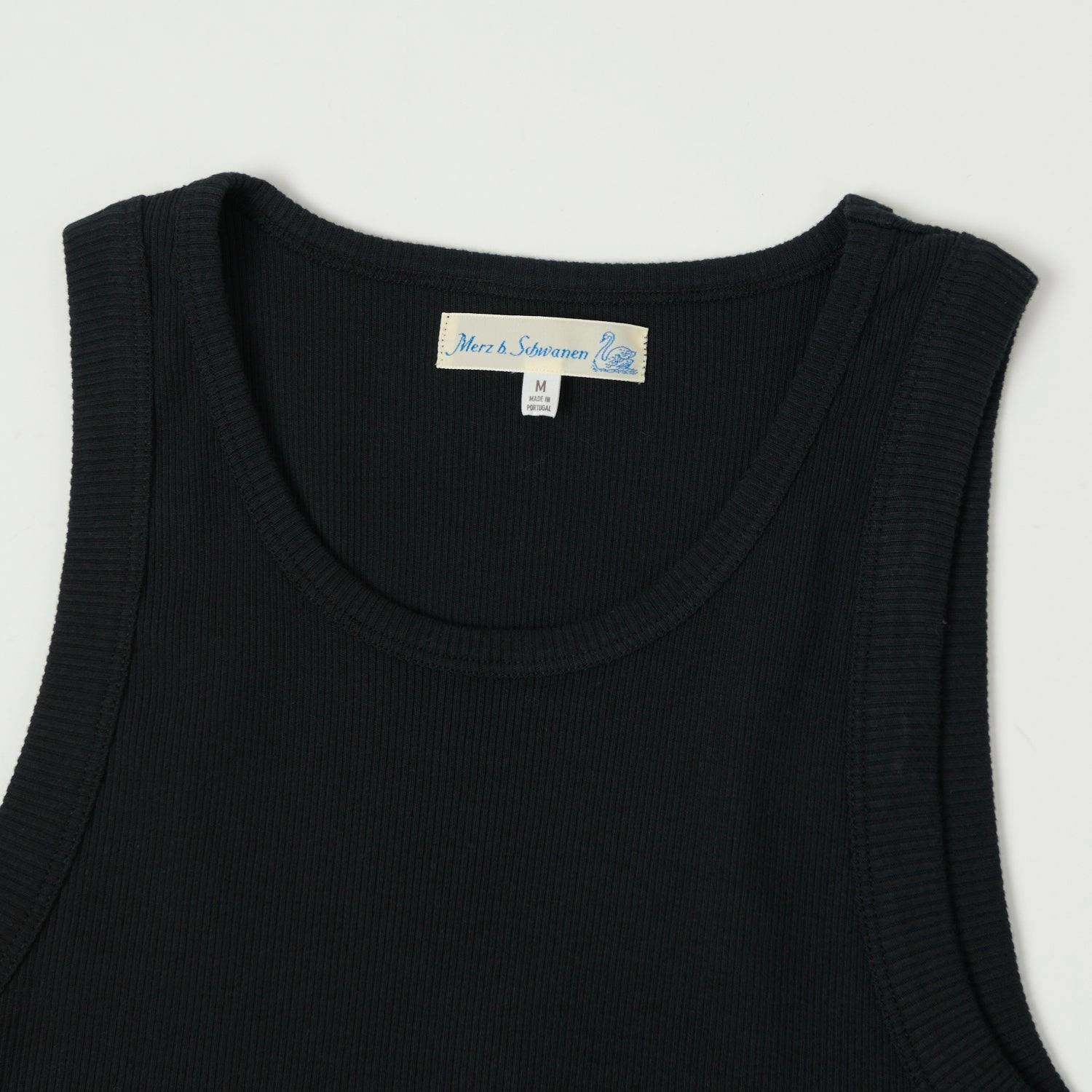 Merz b. Schwanen 'Good Basics' Ribbed Tank Top - Charcoal Eco Certified Textile