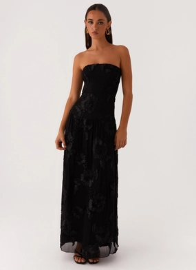 V Neckline Evening Look After Light Maxi Dress - Black